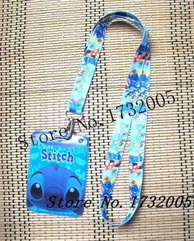 

10pcs cartoon Stitch Credit Card Holders Bank Card Neck Strap Card Bus ID holders Identity badge with lanyard key chains