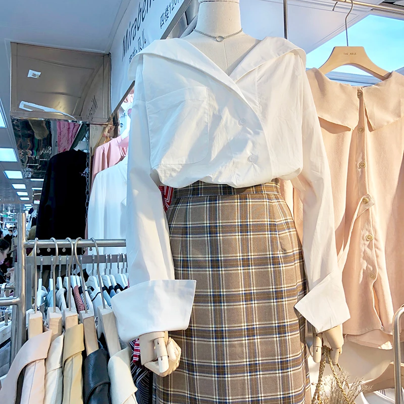 Корейская Новая Осенняя элегантная женская рубашка 2018 с длинным рукавом женская белая блузка женская универсальная одежда повседневные