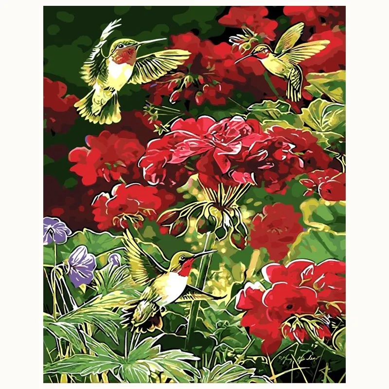 Картина по номерам на холсте Цветы и птицы подсолнухи|painting picture|sunflower oil paintingoil