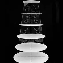 6 ярусов белый круг акриловое сердце кекс вечерние свадебные напольный стенд для выпечки трафарет бесплатно FedEx