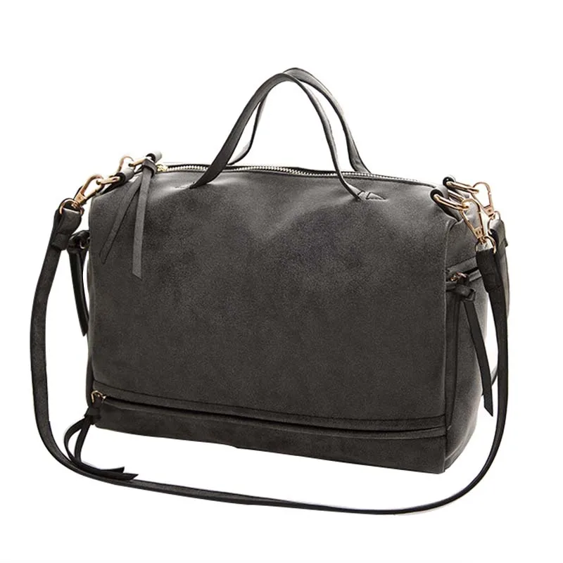 2017 Women Shoulder Bag Nubuck Leather Vintage Boston Messenger Bag Large Motorcycle Crossbody Bags Bolsa Feminina Para Mujer