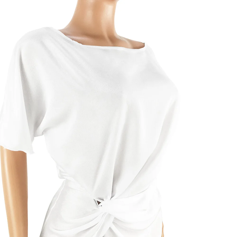 INMOTENG женская летняя Длинная блузка с коротким рукавом и О-образным вырезом, модная классическая Однотонная рубашка размера плюс XXL, топ, 4 цвета