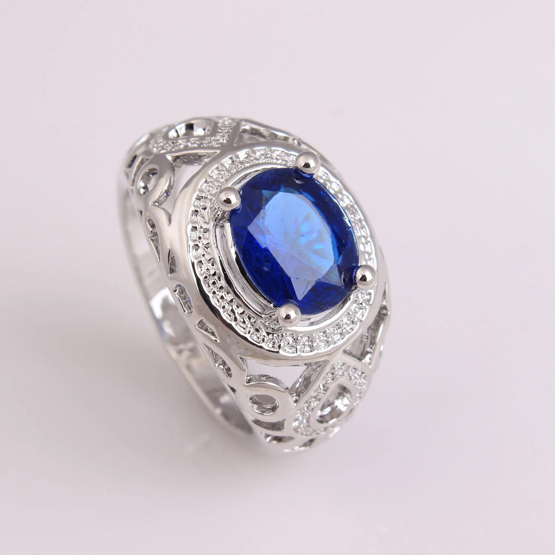 hollow blue green pink Cubic Zircon zircon wedding ring lady jewelry