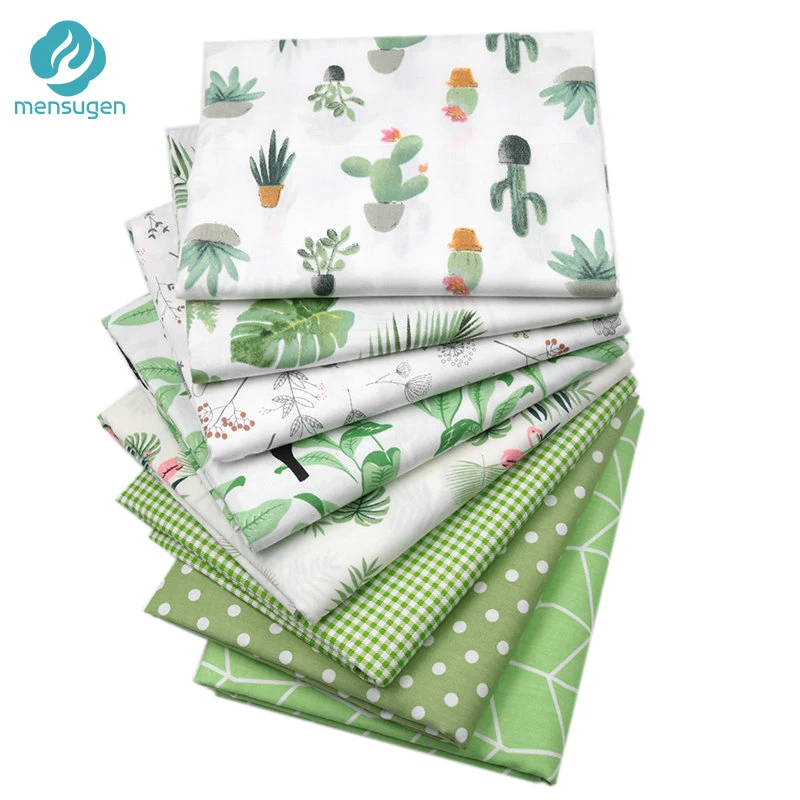 

New 8pcs/lot 40cm*50cm Green Summer Cotton Fabric for Patchwork Quilting Doll Cloth Scrapbooking Handmade Needlework Material