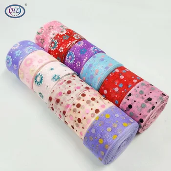 

HL 6 Yards 1" width printed organza ribbon wedding christmas decorative crafts DIY gift wrap belt A052