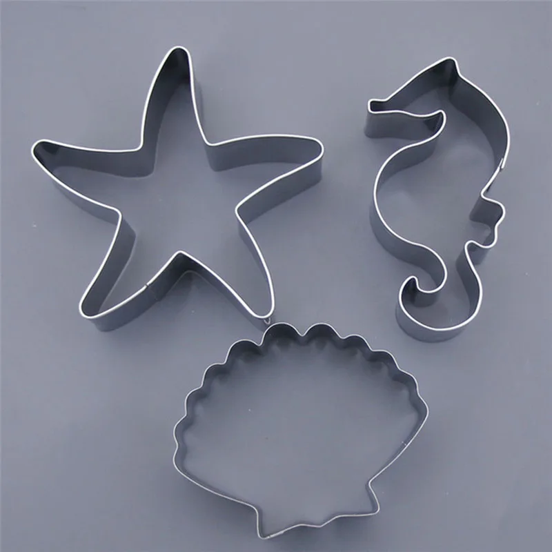 

3Pcs/Set Christmas Cookies Fondant Mold Chocolate Cake Cutter Ocean Sea Star Shells Sea Horse Mould DIY Baking Decorating Tools