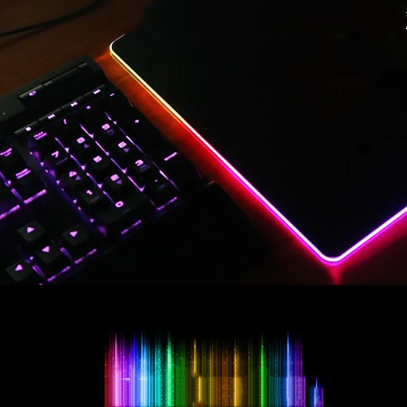 RGB игровой коврик для мыши 4 мм Радужный светящийся светодиодный 7 цветов
