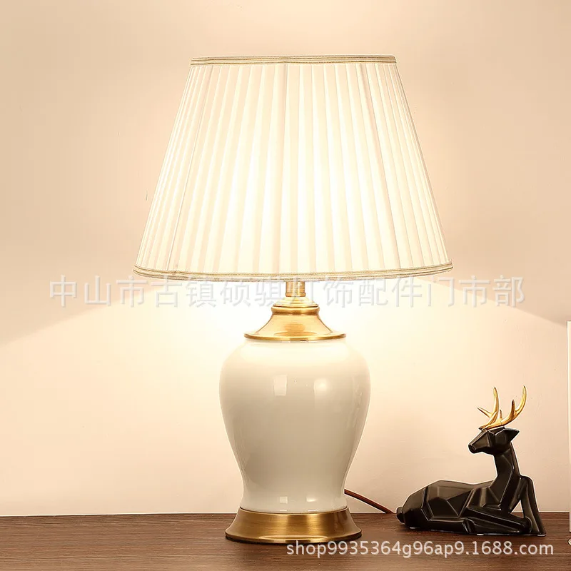 

YOOK 2018 40*60CM American Style Copper Base Ceramic Table Lamp for Living Room Bedroom Bedside 220V E27