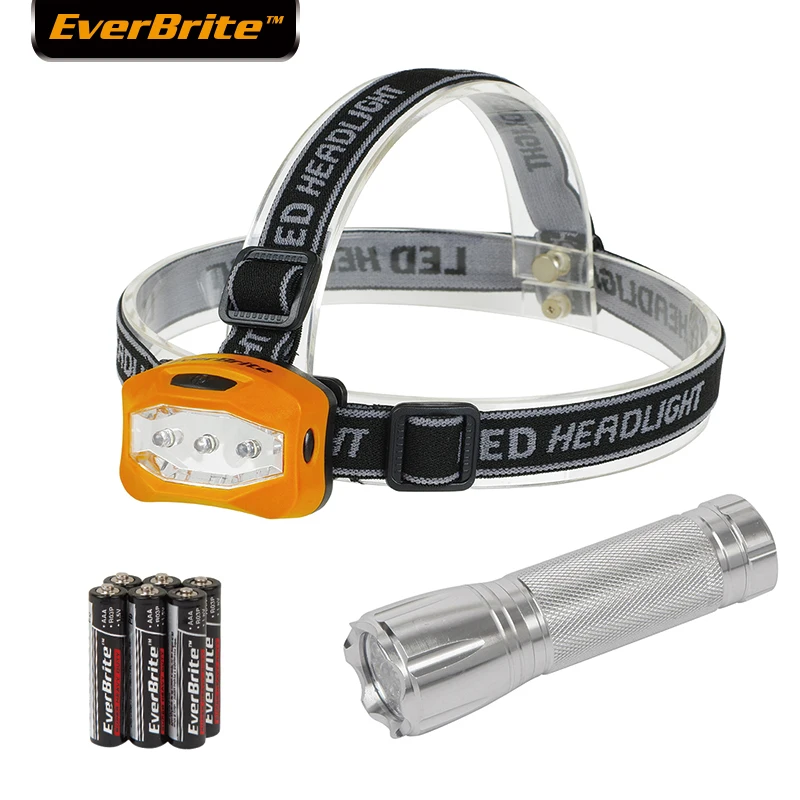 

Everbrite LED Flashlight & Head Light 50 Lumens Flashlight Outdoor Camping Light Set 2PACK