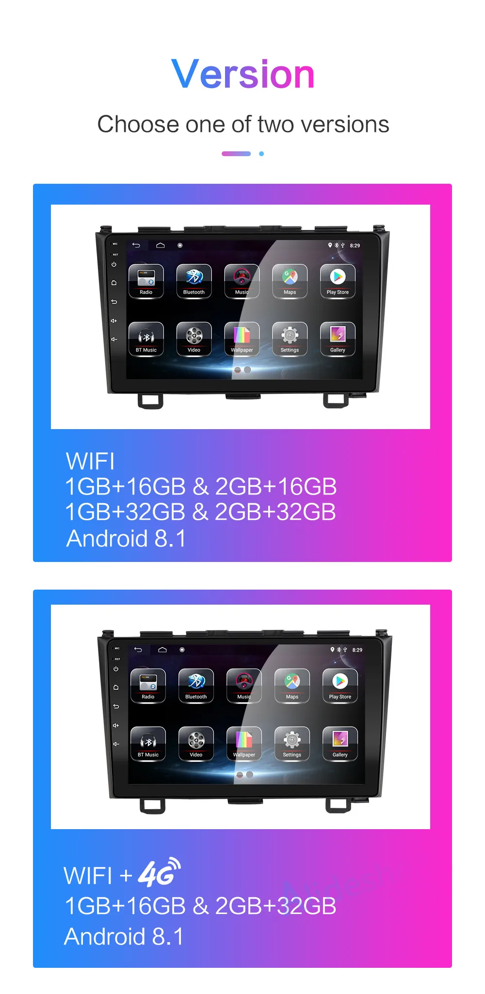 4G Android 8,1 Автомобильный мультимедийный плеер для Honda CR-V CRV 2006 2007 2008 2009 2010 2011 для стерео-Радио автомобильной BT GPS навигация 2 din