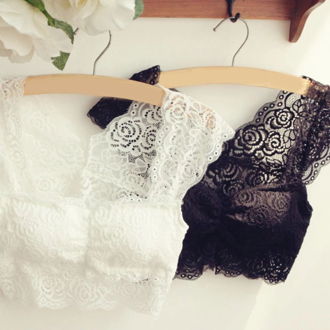 Buy 2017 Women Ladies Sexy Lace Padded Bra Crop Top