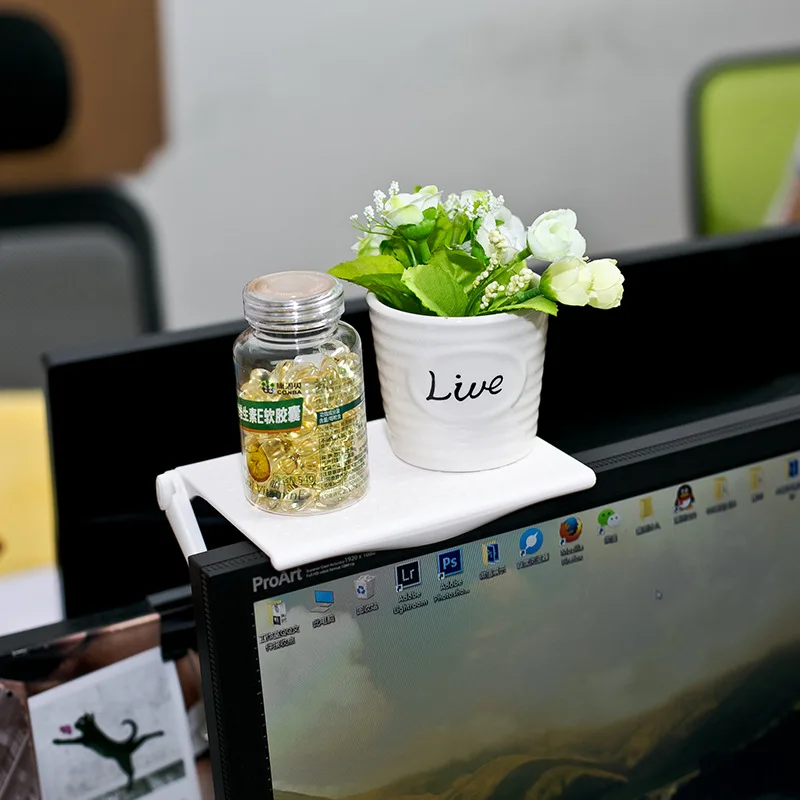 

Adjustable Screen Shelf Table Desk Office Storage Rack Clip Computer Table Desk Accessories Organizer