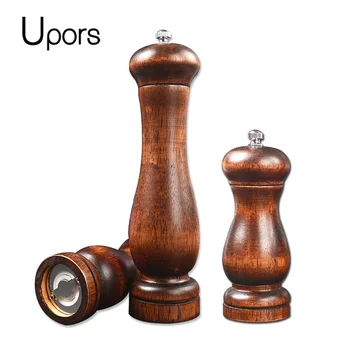 

UPORS Pepper Mill Adjustable Oak Wood Salt and Pepper Grinder Manual Peper Spice Grinder Salt Mills Pepermolen 5/8 inch