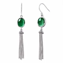 Elegance Crystal Long Drop Tassels Earrings For Women Green Crystal Gemstone 925 Sterling Silver Fine Earrings For Wholesale Elegance Crystal Long Drop Tassels Earrings For Women Green Crystal Gemstone 925 Sterling Silver Fine Earrings For Wholesale