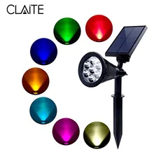 CLAITE 7 светодиодный солнечного сада 7 цветов Водонепроницаемый Регулируемый прожектор открытый сад газон Ландшафтный лампы