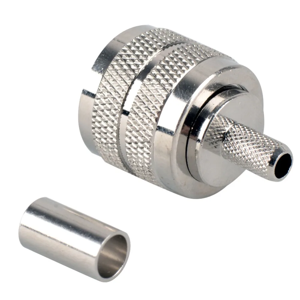 

1Pc Screwed Coupling Connector UHF Male PL259 Plug Crimp RG58 RG142 LMR195 RG400 Cable Straight P0.05