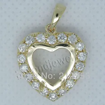 

Romantic Vintage Heart 12mm Solid 14Kt Yellow Gold Setting Pendant for Girl P00226C