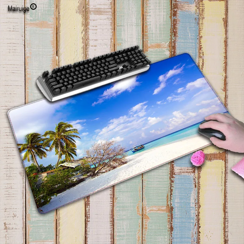  Mairuige 900*400*3MM Beach Palm Scenery Large gaming Speed Mousepad mouse pad L XL XXL Lock the edg