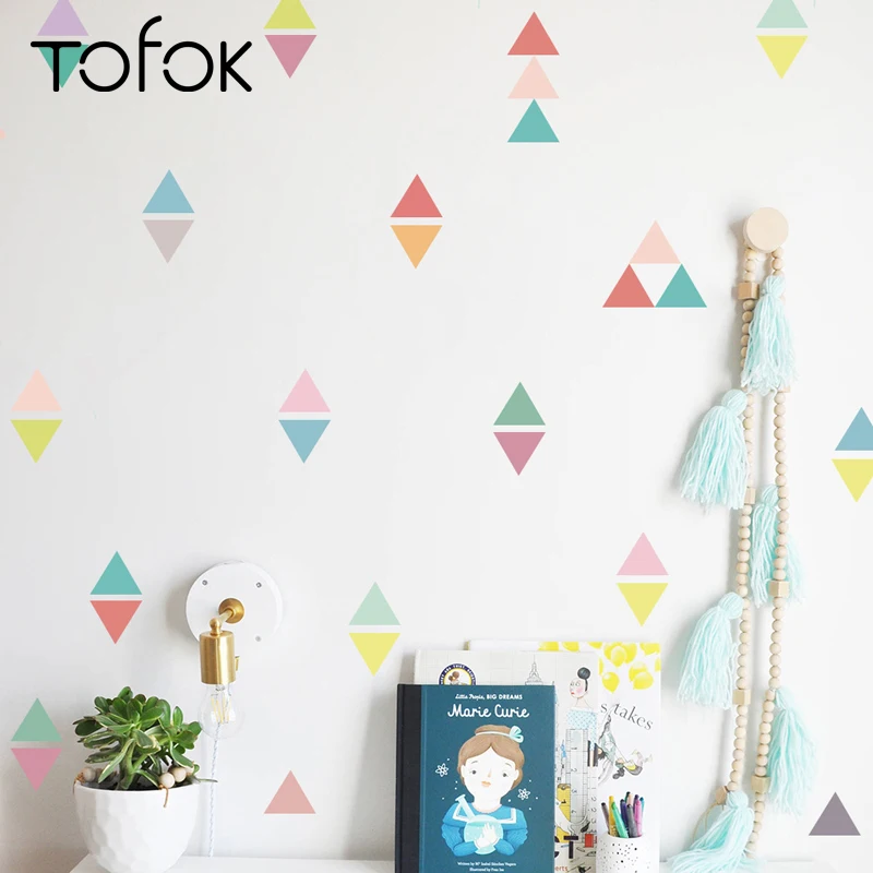 Tofok 24 шт./компл. креативные цветные треугольные настенные наклейки для детской