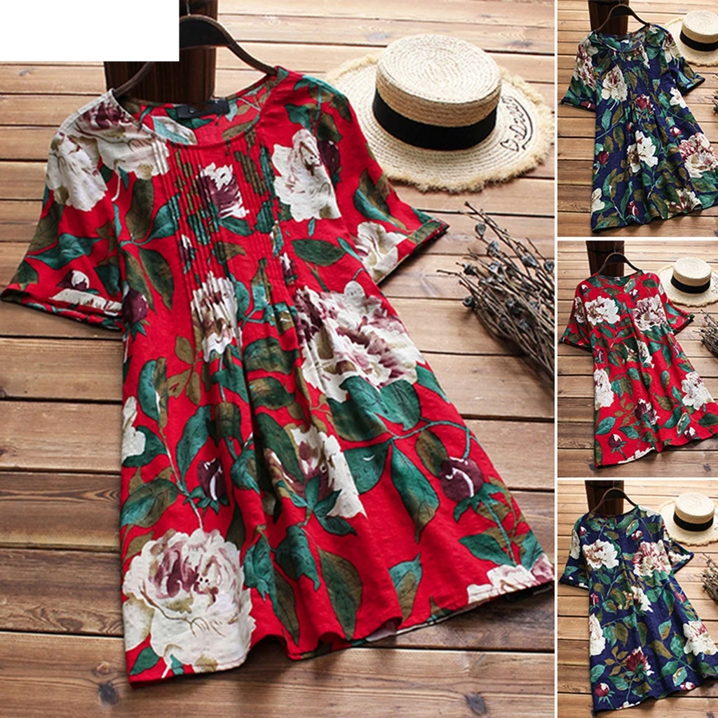 JAYCOSIN 2019  Fashion Womens  Plus Size Women Flower Print Casual Short Sleeve T-shirt Tops  Dropshiping 18DCE20