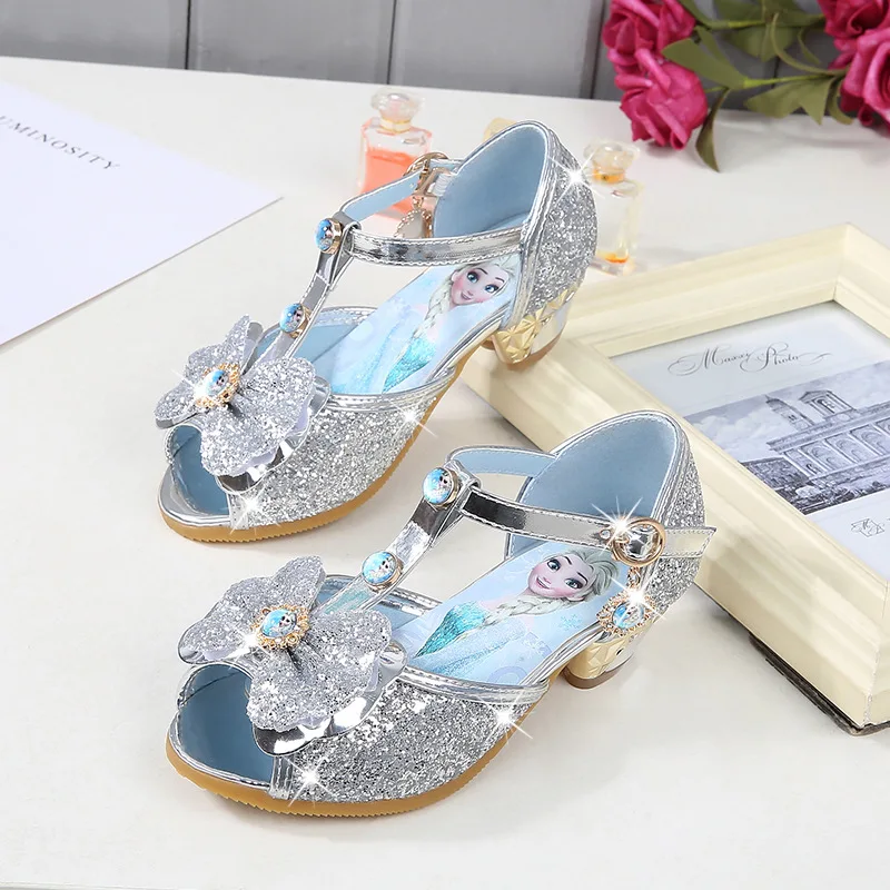 Children girls sandals,Frozen shoes for girls,Dancing and party shoe bow rhinestone bow else shoes EUR size 24-36