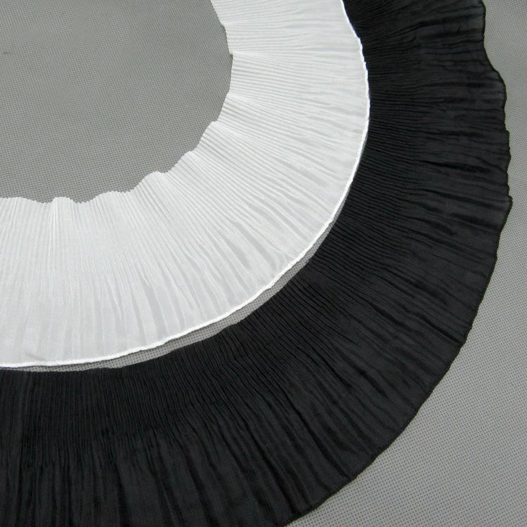 

20Yard/Lot Black white Single Layer Pleated Chiffon Lace Trim ruffled hem 11cm Garment Skirt Hem Lace Fabric Accessories