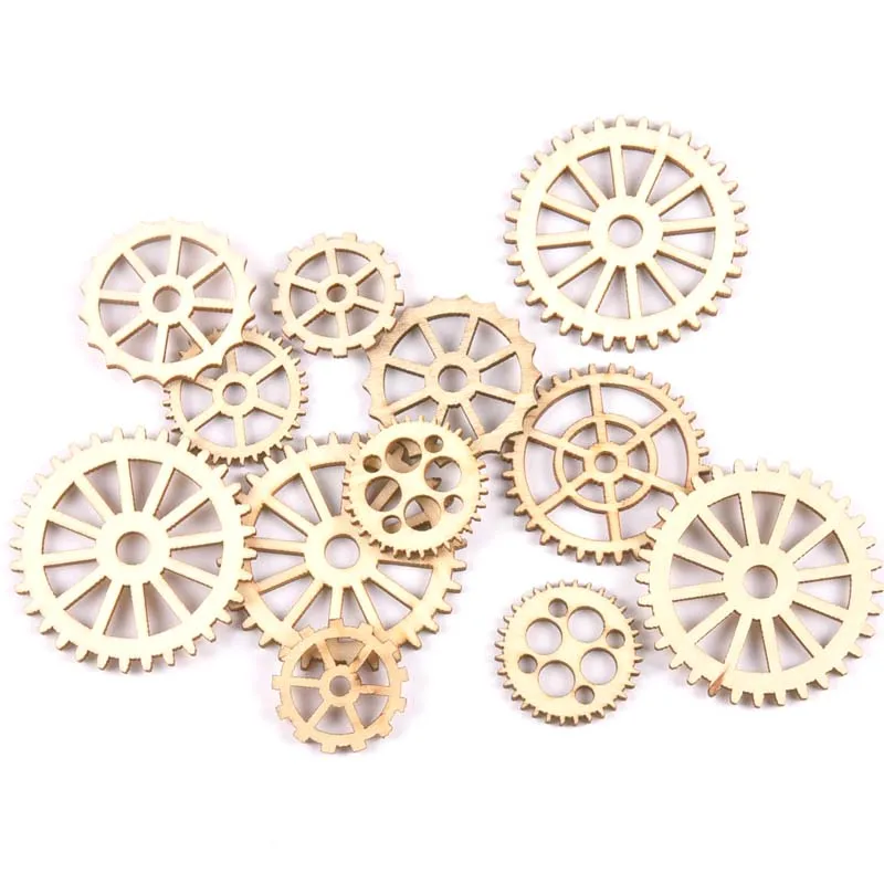 

20Pcs mix wheel gear pattern natural Wooden Scrapbooking Craft for Embellishments Handmade Diy handicraft Decor 29-49mm MT2183