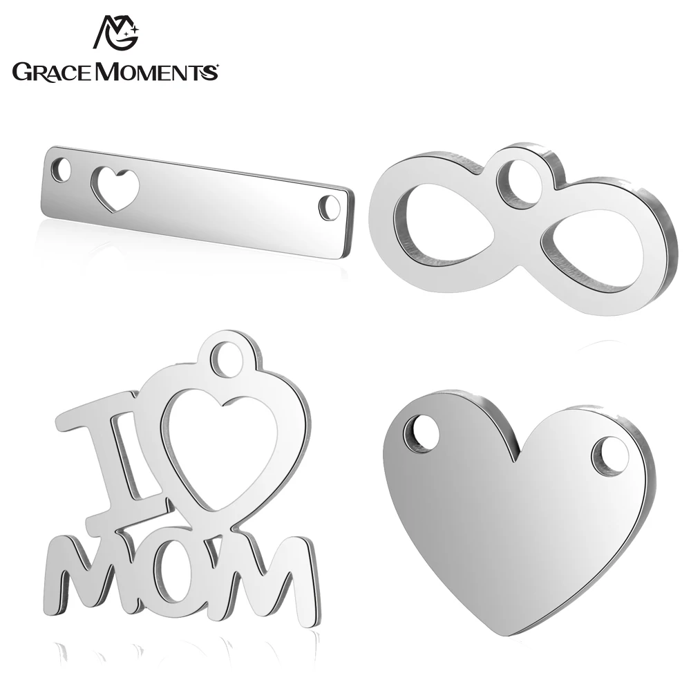 

10pcs/Lot 316L Stainless Steel Charms Heart Boy I love Mom Bird Hollow Charms Pendants for Fashion Jewelry Making DIY Handmade