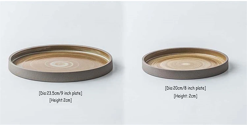 Грубая керамика набор посуды японская круглая тарелка рисовая чаша чайная чашка столовая посуда в ретро стиле Плоский Поднос кофейная чашка суши посуда 1 шт
