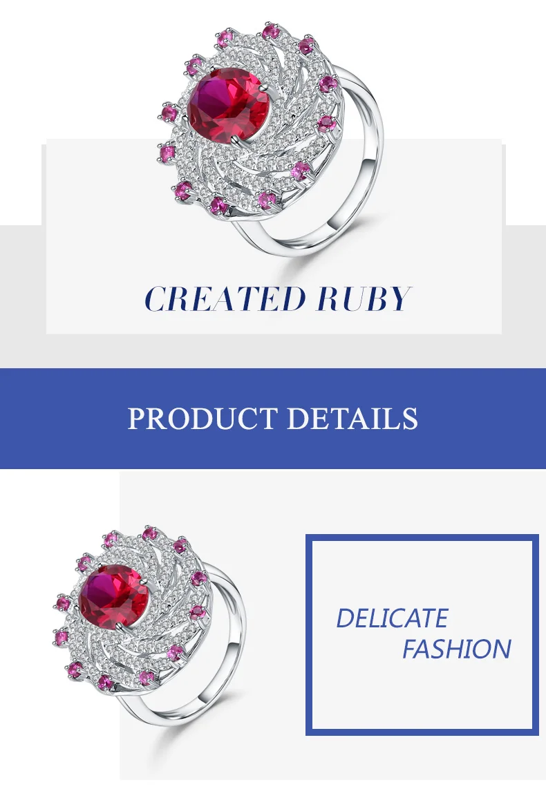 GEM'S балетное классическое кольцо с рубиновым драгоценным камнем спиральной формы, настоящее 925 пробы Серебряное кольцо для женщин, свадебное ювелирное изделие