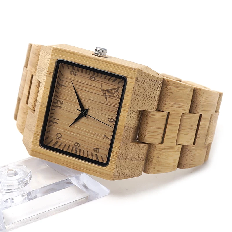 BOBO BIRD L22 Square Wood Wristwatch Mens Watches Top Luxury Brand Rectangle Design And Wooden Band Watch Fashion Montre Homm