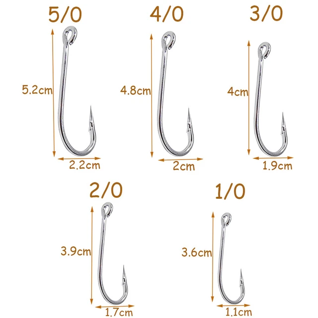 Easy Catch 30pcs 34007 Stainless Steel White Big Extra Long Shank Fishing  Hooks Size 1/0