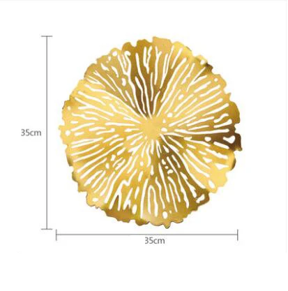 Современный изготовленный из кованого железа золотой полый лист лотоса украшение стены кулон домашний гостиная настенная роспись ремесла отель 3D настенная декоративная наклейка - Цвет: style5-35CM