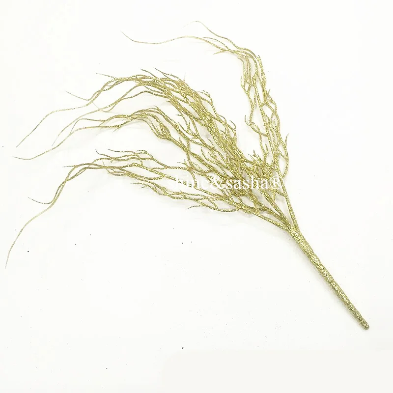 47 см Золотой Серебряный Блестящий блестящий цветок ветви Eulaliopsis binata искусственная сушеная трава позолоченная трава Рождественский цветок