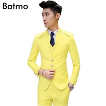 Новое поступление, высококачественные хлопковые облегающие желтые костюмы для мужчин, повседневные мужские пиджаки, terno, Свадебный адрес для мужчин, размер s, M, L, XL, XXL