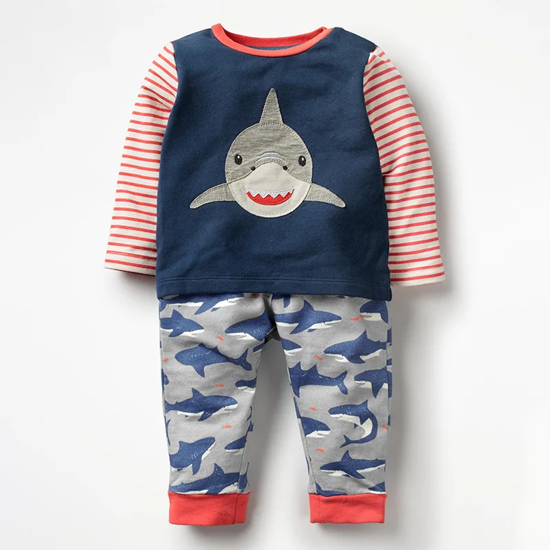 Little maven/2-7Years осенняя одежда с акулой или хлопковый комплект одежды из двух предметов для малышей, для девочек и мальчиков Костюмы, набор детской одежды осень Бутик Одежда Наборы для ребенка