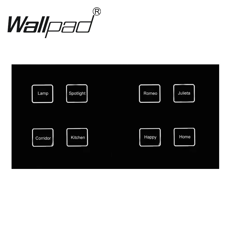 Hot Sales Waterproof 8 gangs 2 way Crystal Black LED Smart touch light switch 172*86mm touch wall switch Free Shipping