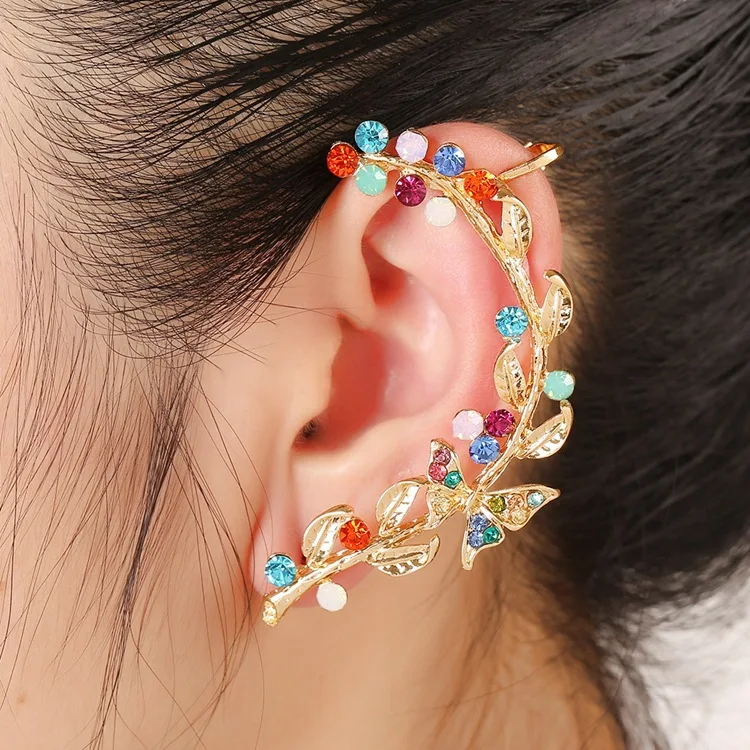 leaf clip on earrings alloy anti allergy earring ear cuff orecchini