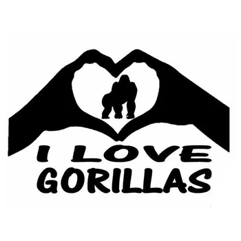 

14.5cm*9.5cm I Love Gorillas Hands Heart Stickers Decals Vinyl Car-Styling S4-0147