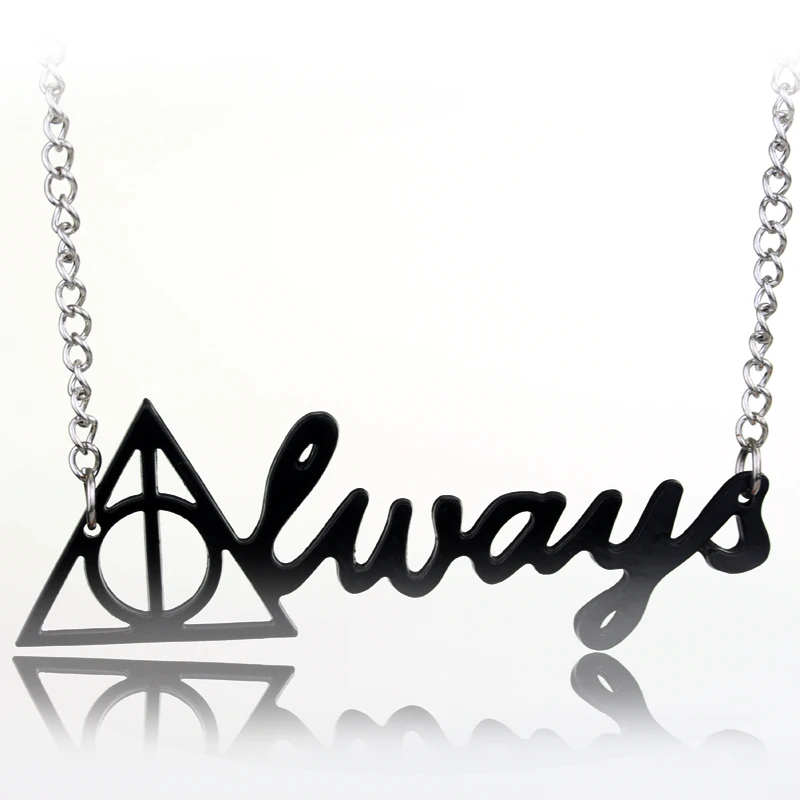 

MOCHUN Fashion Jewery Silver Charm HP Always Letter Deathly Hallows Pendant Triangle Necklace Jewelry Gift-30