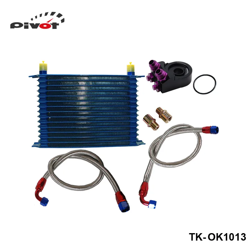 Pivot - 15 ROW AN-10AN UNIVERSAL ENGINE OIL COOLER KIT + ALUMINUM HOSE END KIT TK-OK1013