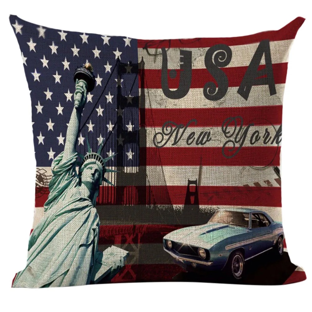 

American Flag Decorative Cushion Covers Vintage Retro Pillow Case Cover Printed Throw Pillow Pillowcases For Sofa Home Decor