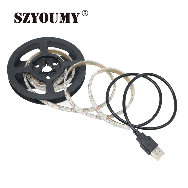 SZYOUMY DC 5 в USB Светодиодная лента Водонепроницаемая RGB 1 м 2835 60 светодиодный s/m гибкая веревка ТВ фоновое освещение