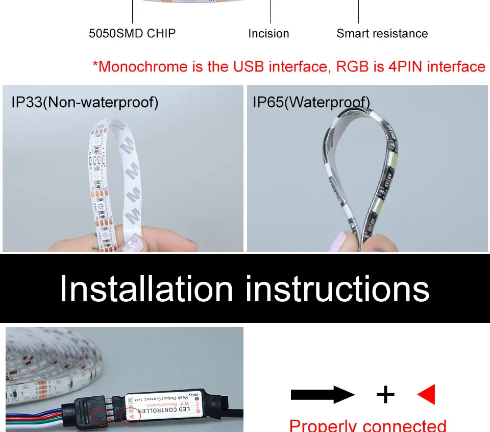 Eeetoo 5 В 5050 SMD светодио дный полосы Usb света RGB светодио дный 0,5 м 1 м 2 м 3 м Водонепроницаемый диода лента лампа Гибкая Подсветка для бара ТВ фон