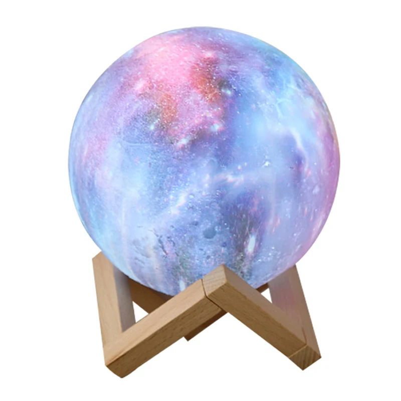 

USB Rechargeable 3DPrint Moon Lamp with Galaxy Starry Sky 2Color Bedroom table Night Light Decor Creative Luminaria colour bulb