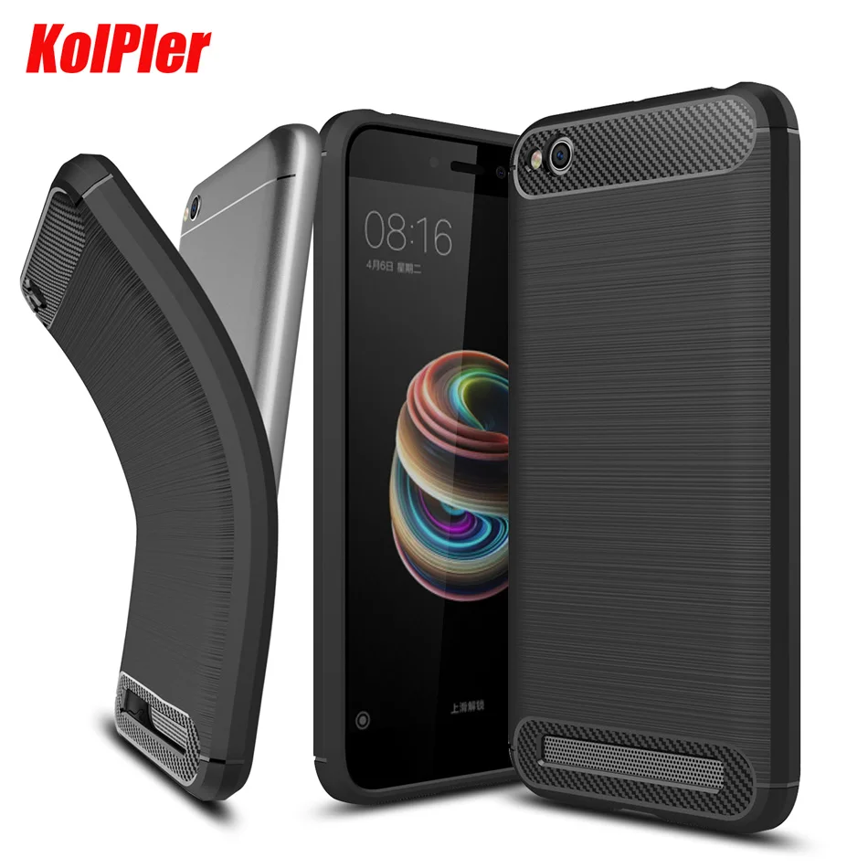 KOLPLER Soft TPU Silicone case for Xiaomi Redmi 5A case cover Carbon Fiber Texture Brushed