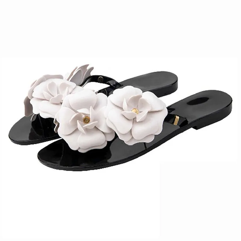

Seaside holiday flower sandals and slippers female summer flip-flops non-slip beach shoes flat with flip sandals