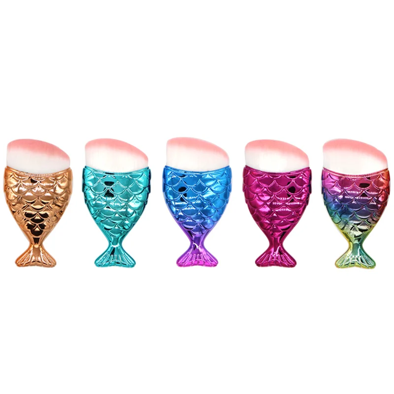 

Professional 1 Pcs Mermaid Shape Oblique Head Makeup Brush Foundation Fish Shape Brush Powder Face Brushes Makeup Cosmetic Tools