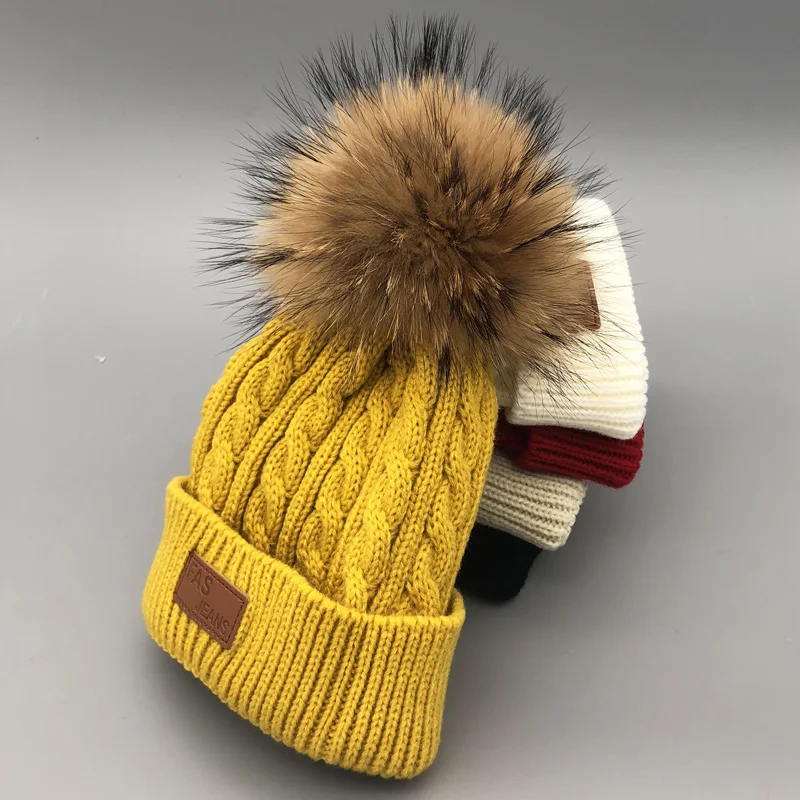 bonnet enfant skullies beanies for kids winter hats children kids boys girls fur pompom skullies beanies for pompom hat