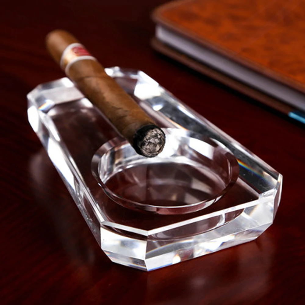 

Rectangle Crystal Ashtray Made of K9 Material Clear Fashional Sigar Case CA006